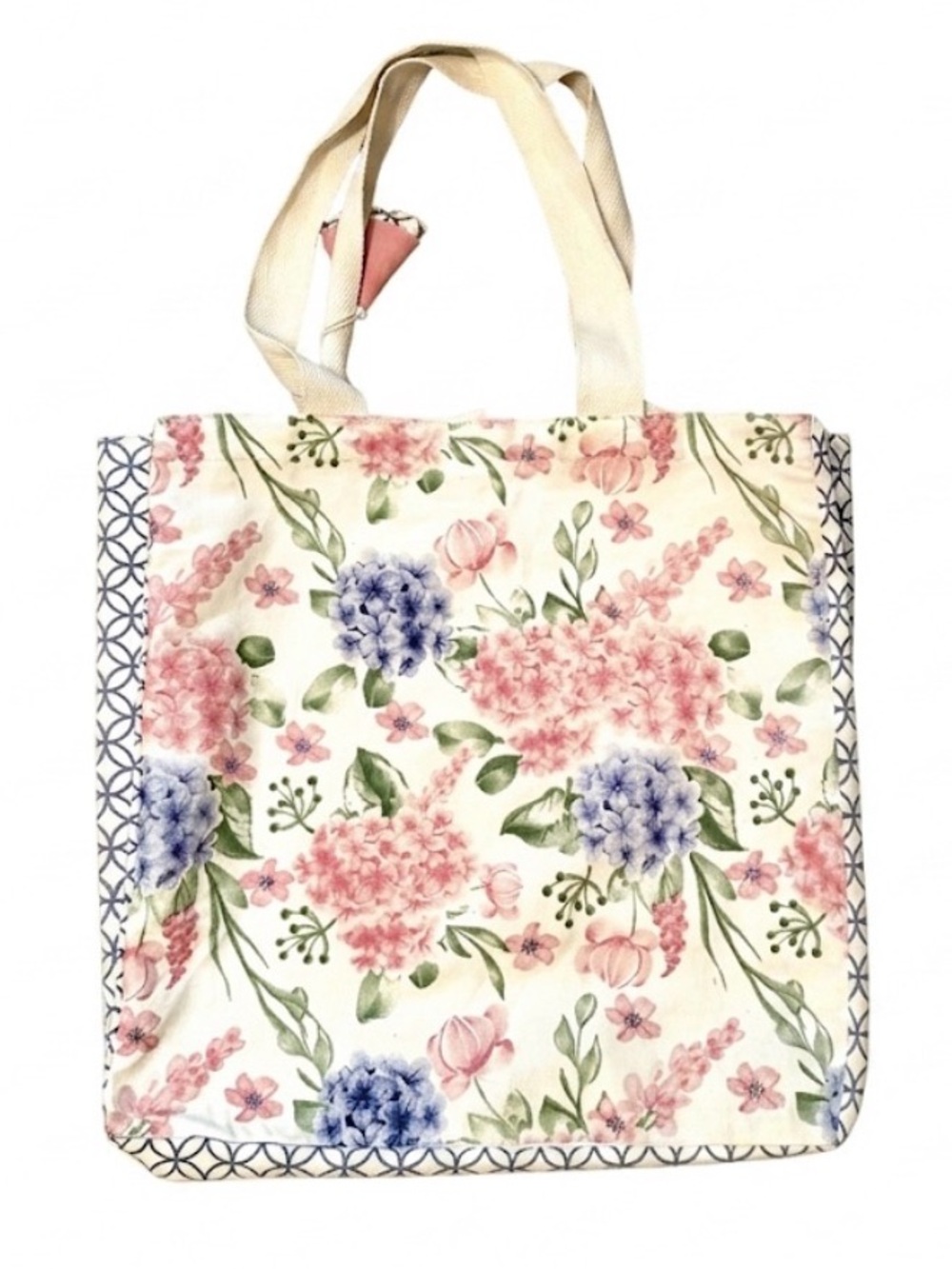 Everyday Floral Canvas Tote Bag in Pink and Cream - Picture 2 of 8